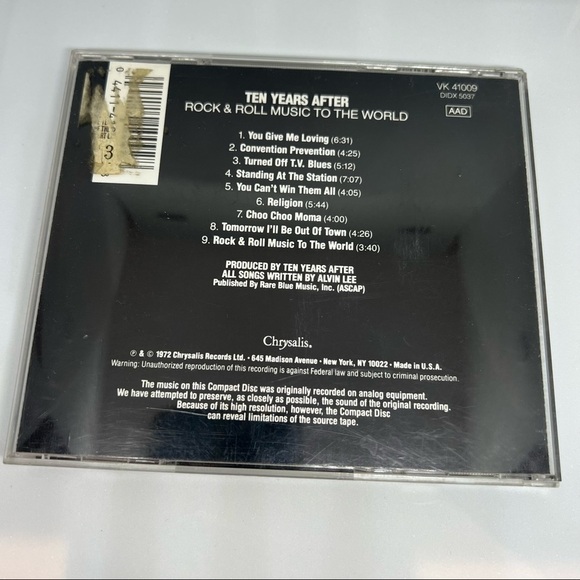 Euc - Ten Years After Rock & Roll Music To The World CD Chrysalis VK 41009 RARE - Picture 2 of 8